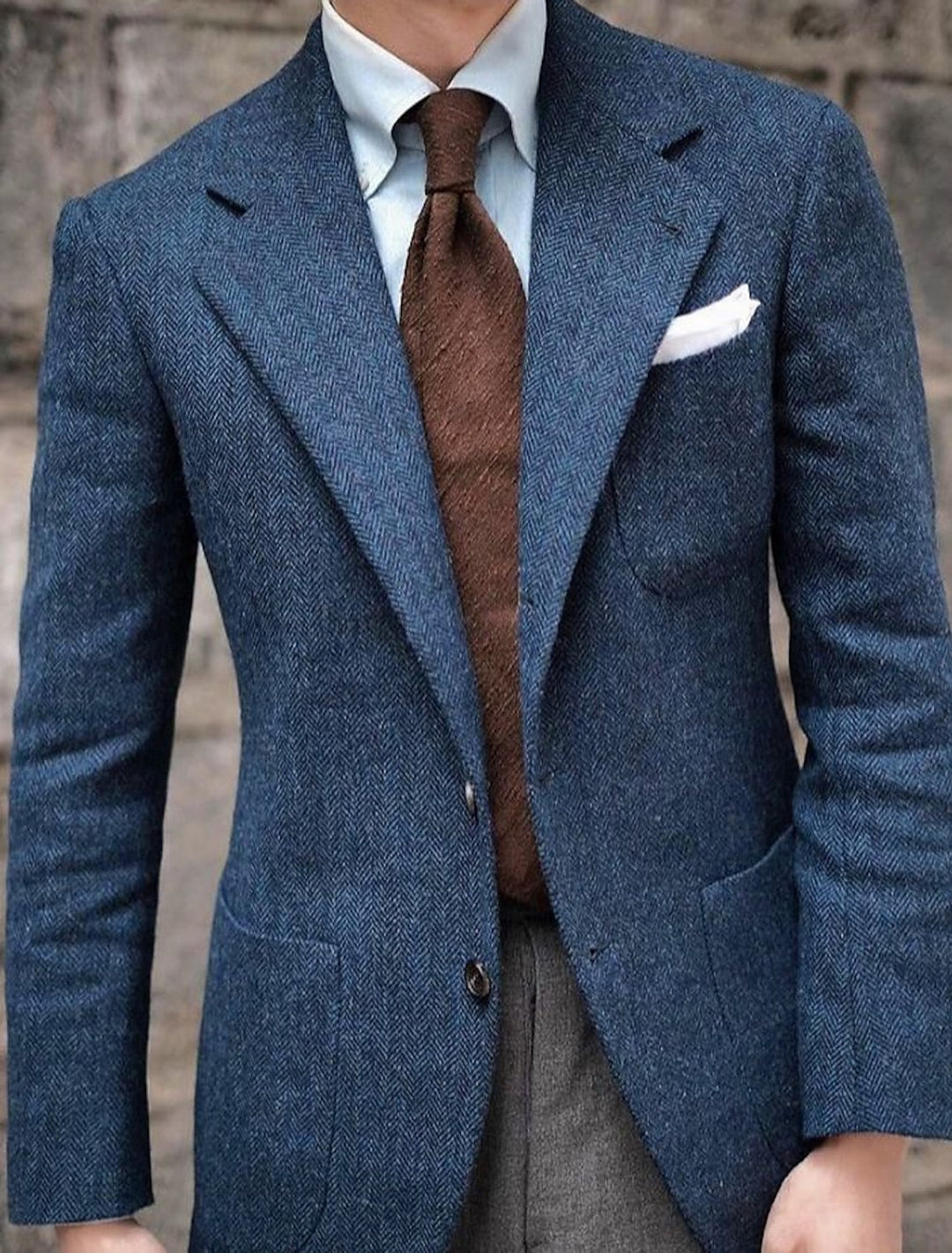 Veste décontractée en tweed à deux boutons, coupe ajustée, simple boutonnage, pour hommes