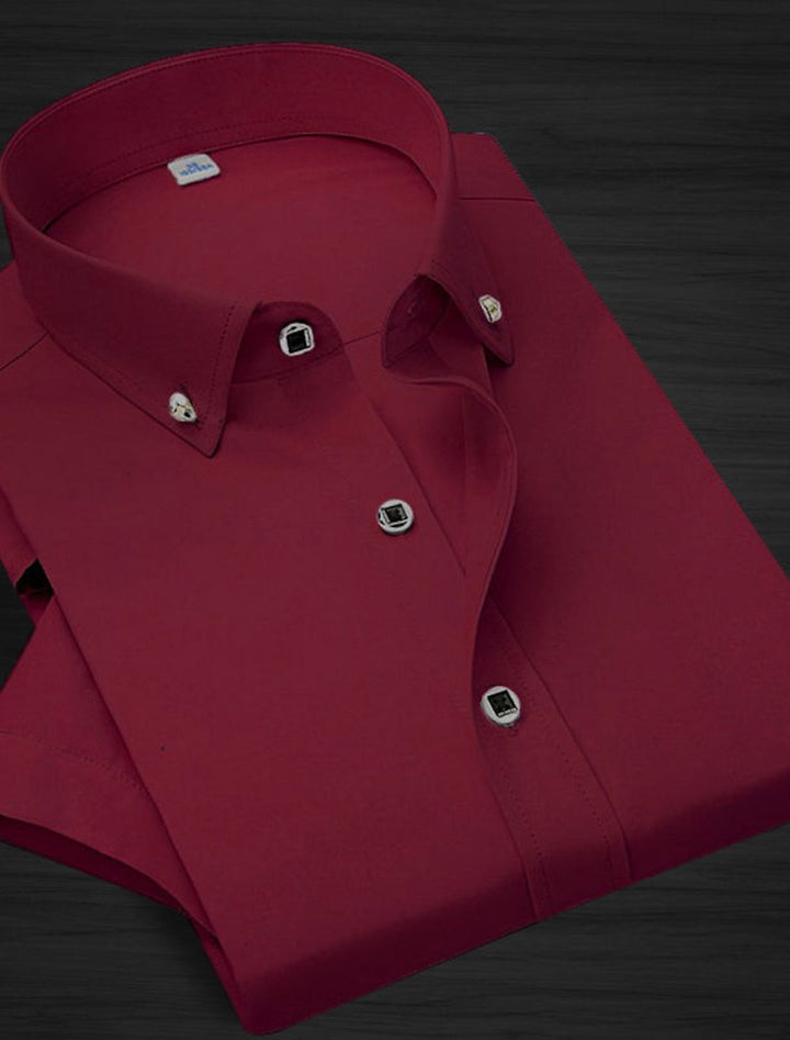 Chemise classique à manches longues pour hommes, blanc, bleu, bordeaux, noir, rose, couleur unie