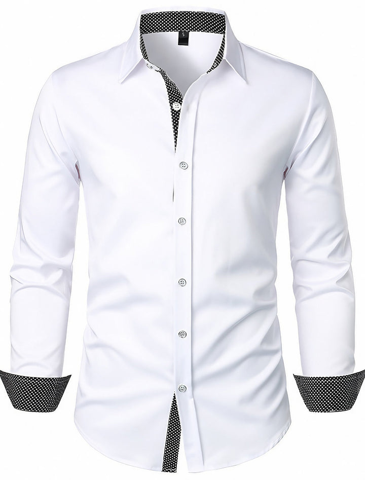 Chemise classique à manches longues pour hommes, blanc, rouge, noir, couleur unie