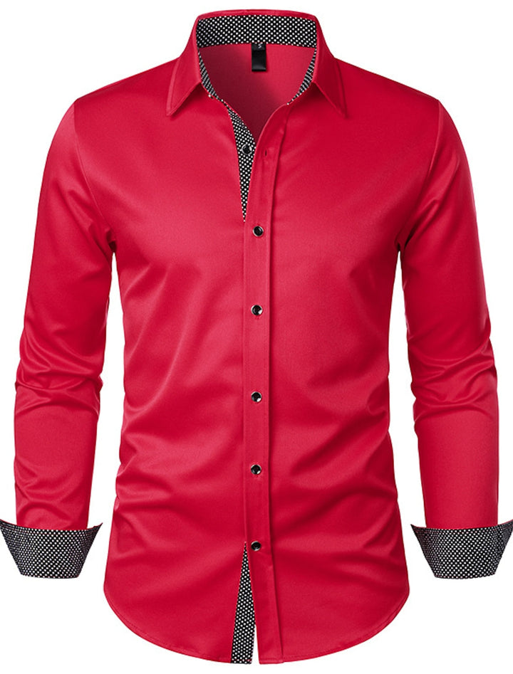 Chemise classique à manches longues pour hommes, blanc, rouge, noir, couleur unie