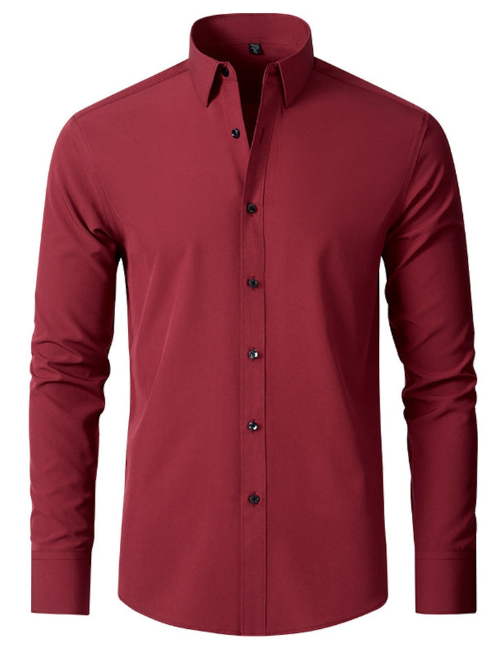 Chemise classique à manches longues pour hommes, blanc, rouge, noir, violet, rose, couleur unie