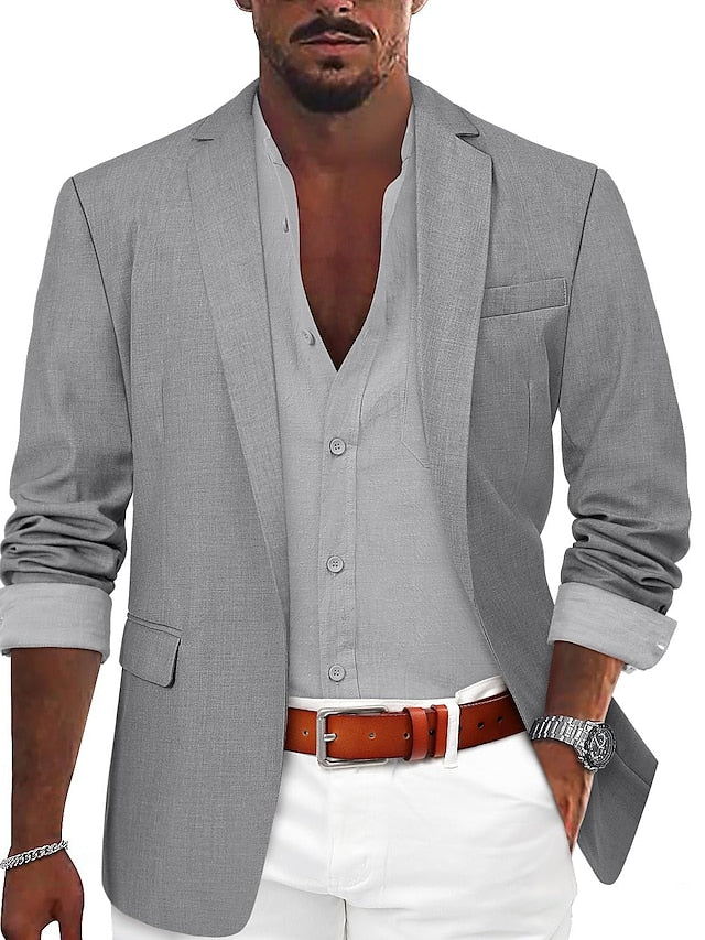 Veste blazer décontractée à un bouton et coupe ajustée pour hommes