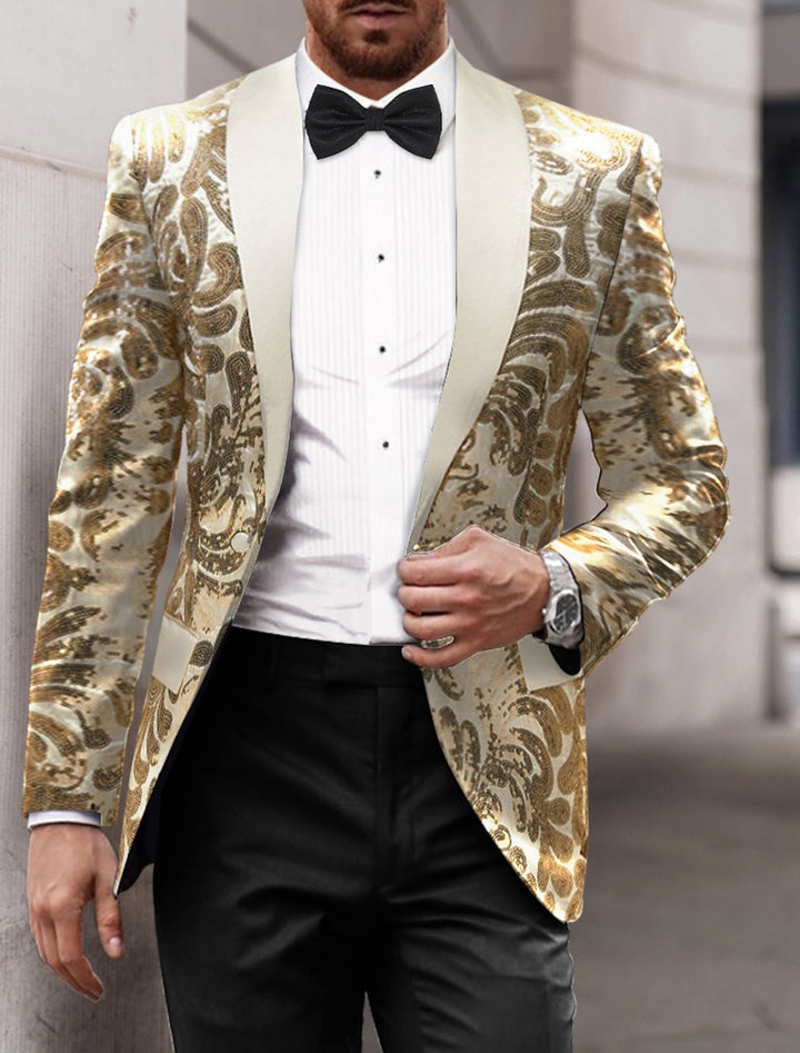 Veste de soirée à paillettes et simple boutonnage pour hommes, coupe ajustée