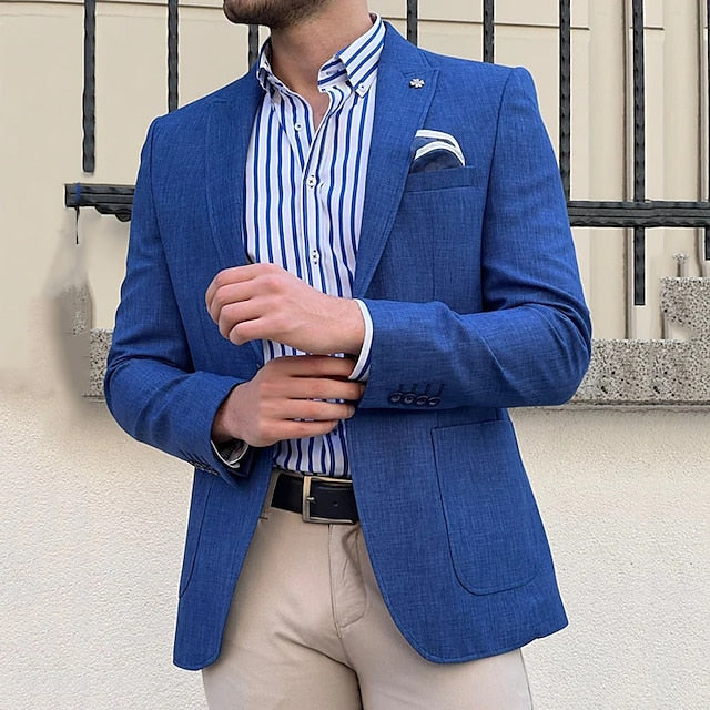 Veste blazer décontractée à un bouton et coupe ajustée pour hommes