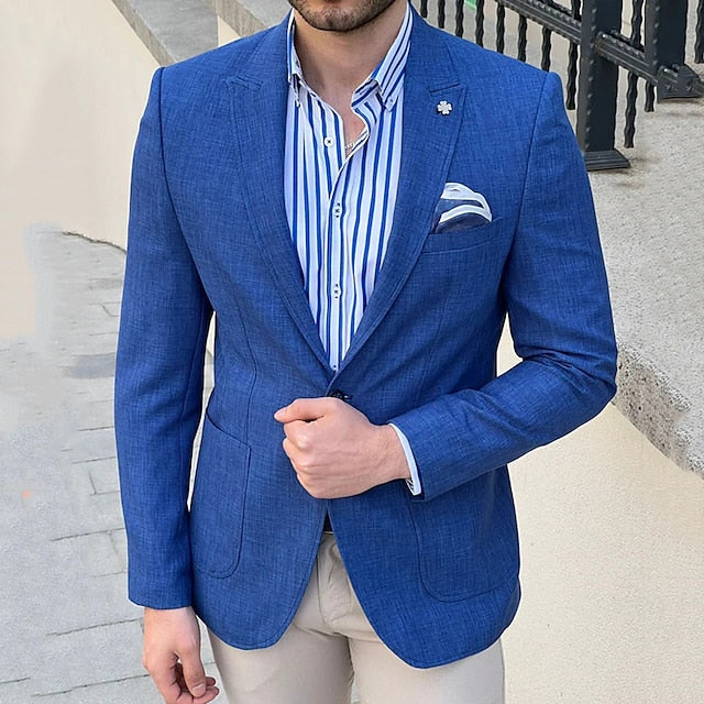 Veste blazer décontractée à un bouton et coupe ajustée pour hommes