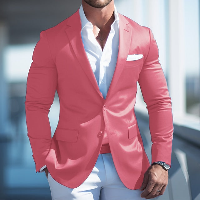 Veste Blazer Homme Coupe Ajustée à Simple Boutonnage et Deux Boutons