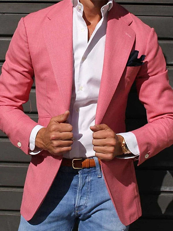 Veste Coupe Ajustée Simple-Boutonnage Un Bouton Manches Longues pour Hommes