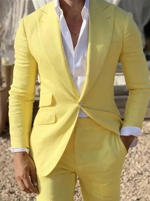 Veste Coupe Ajustée Simple-Boutonnage Un Bouton Manches Longues pour Hommes