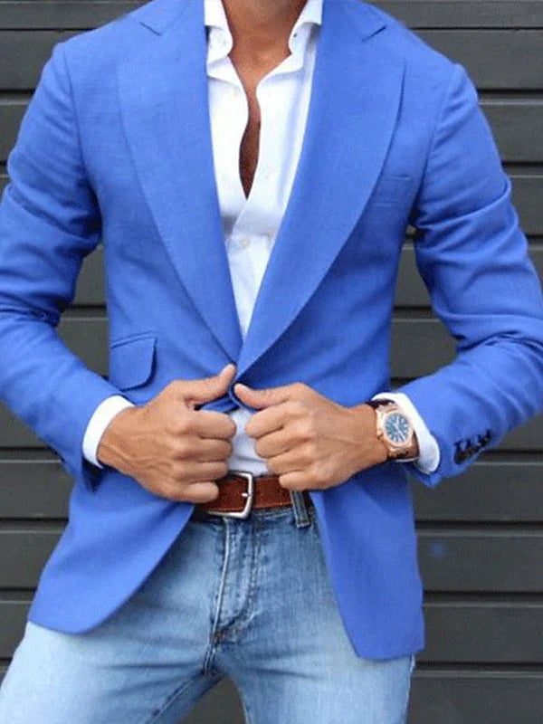 Veste Coupe Ajustée Simple-Boutonnage Un Bouton Manches Longues pour Hommes