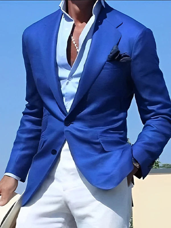 Veste Coupe Ajustée Simple-Boutonnage Un Bouton Manches Longues pour Hommes