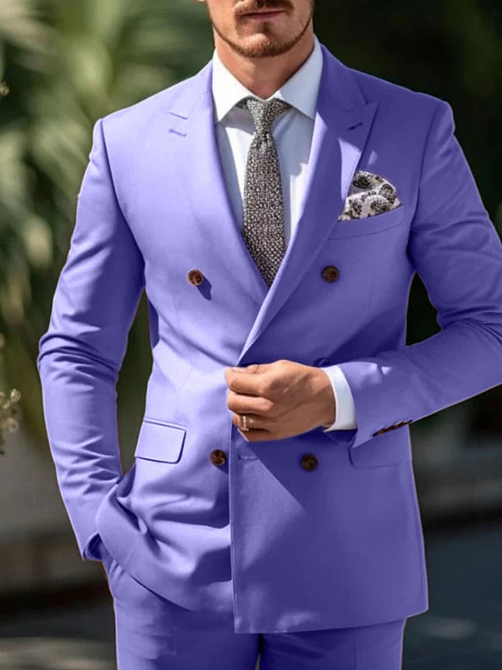 Costumes de Mariage 2 Pièces à Coupe Ajustée pour Hommes, Croisés, à Six Boutons