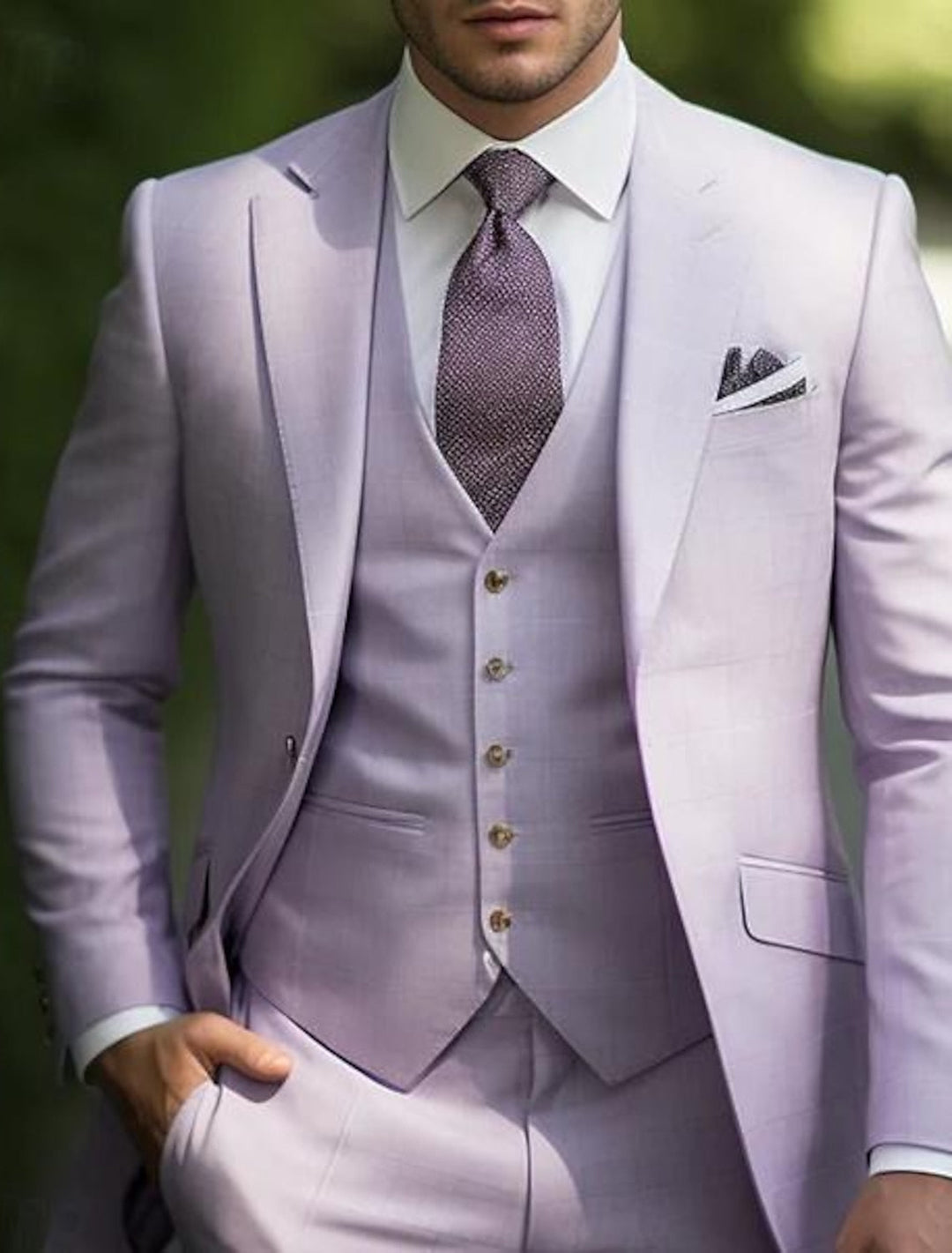 Costumes de mariage 3 pièces pour hommes, coupe ajustée, simple boutonnage, un bouton