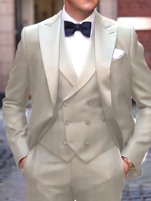 Costumes de Mariage 3 Pièces pour Hommes, Coupe Ajustée, Simple Boutonnage et Un Bouton