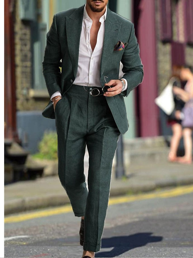 Costumes de Mariage 2 Pièces pour Hommes, Coupe Ajustée, Simple Boutonnage, Un Bouton