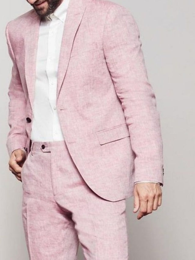 Costumes de Mariage 2 Pièces pour Hommes, Coupe Ajustée, Simple Boutonnage, Deux Boutons