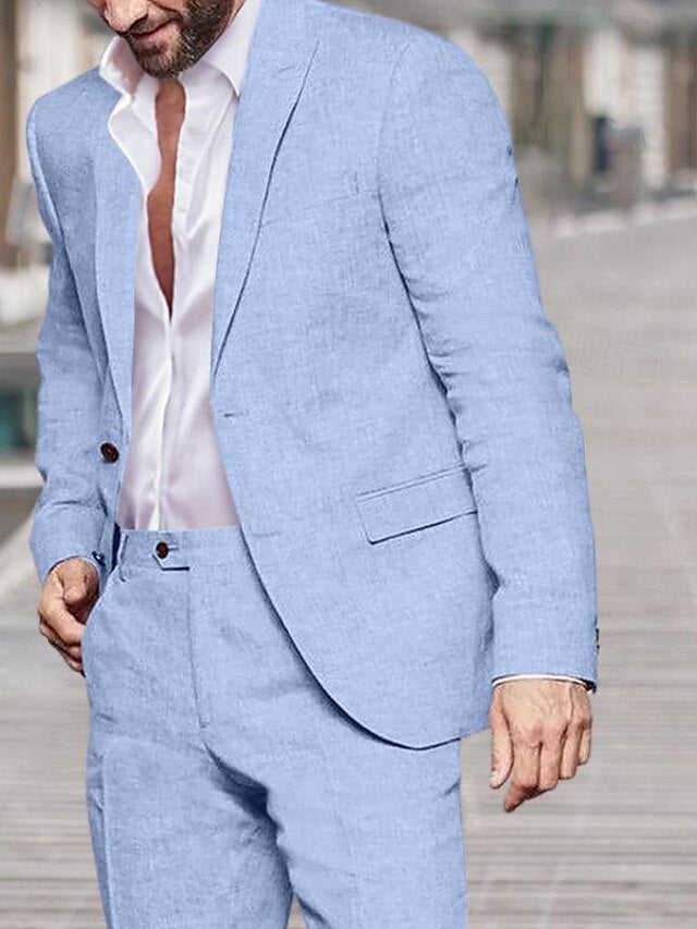 Costumes de Mariage 2 Pièces pour Hommes, Coupe Ajustée, Simple Boutonnage, Deux Boutons