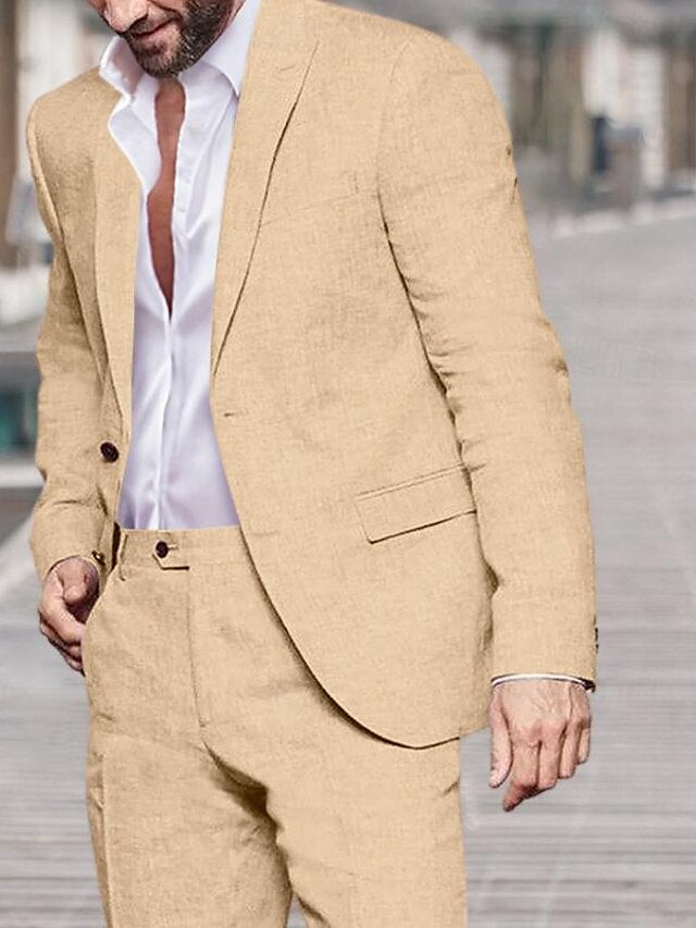 Costumes de Mariage 2 Pièces pour Hommes, Coupe Ajustée, Simple Boutonnage, Deux Boutons