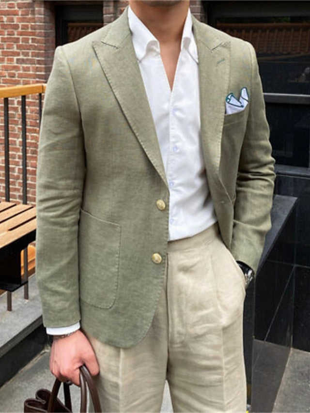 Veste Blazer Homme Coupe Ajustée à Simple Boutonnage et Deux Boutons