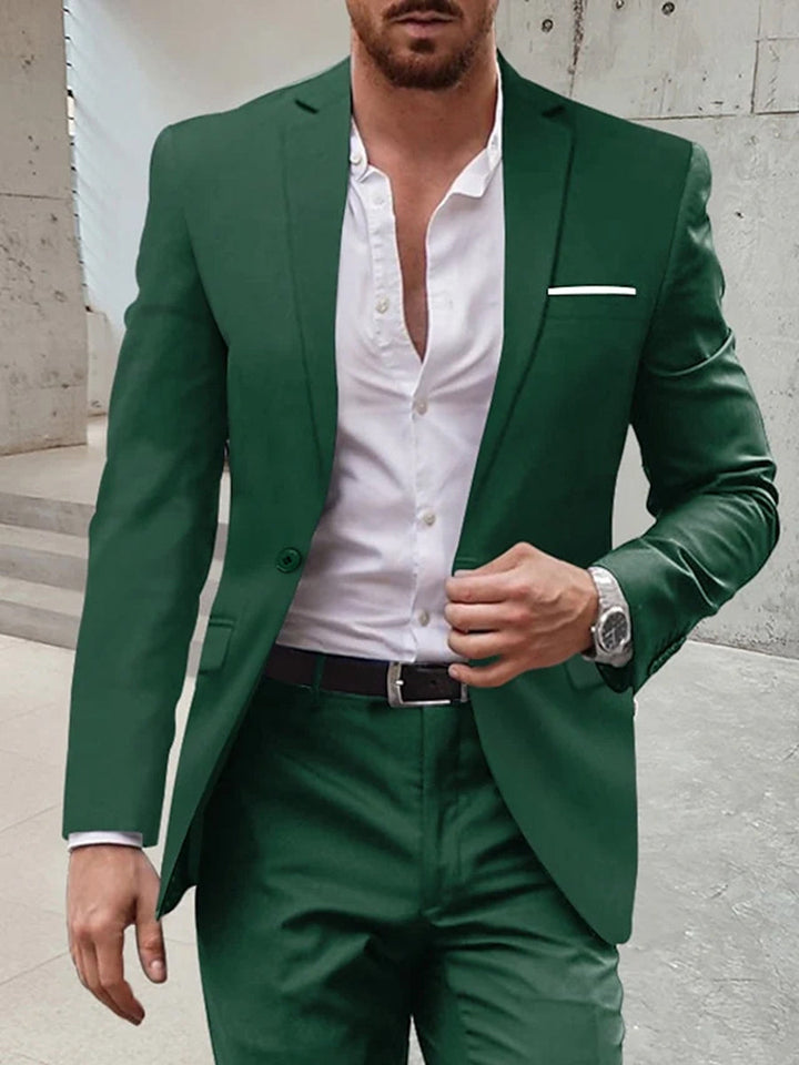 Costumes de Mariage 2 Pièces pour Hommes, Coupe Ajustée, Simple Boutonnage, Un Bouton
