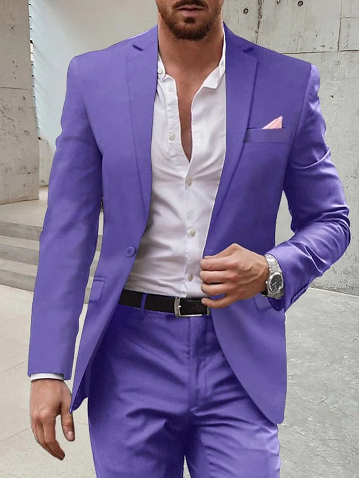 Costumes de Mariage 2 Pièces pour Hommes, Coupe Ajustée, Simple Boutonnage, Un Bouton