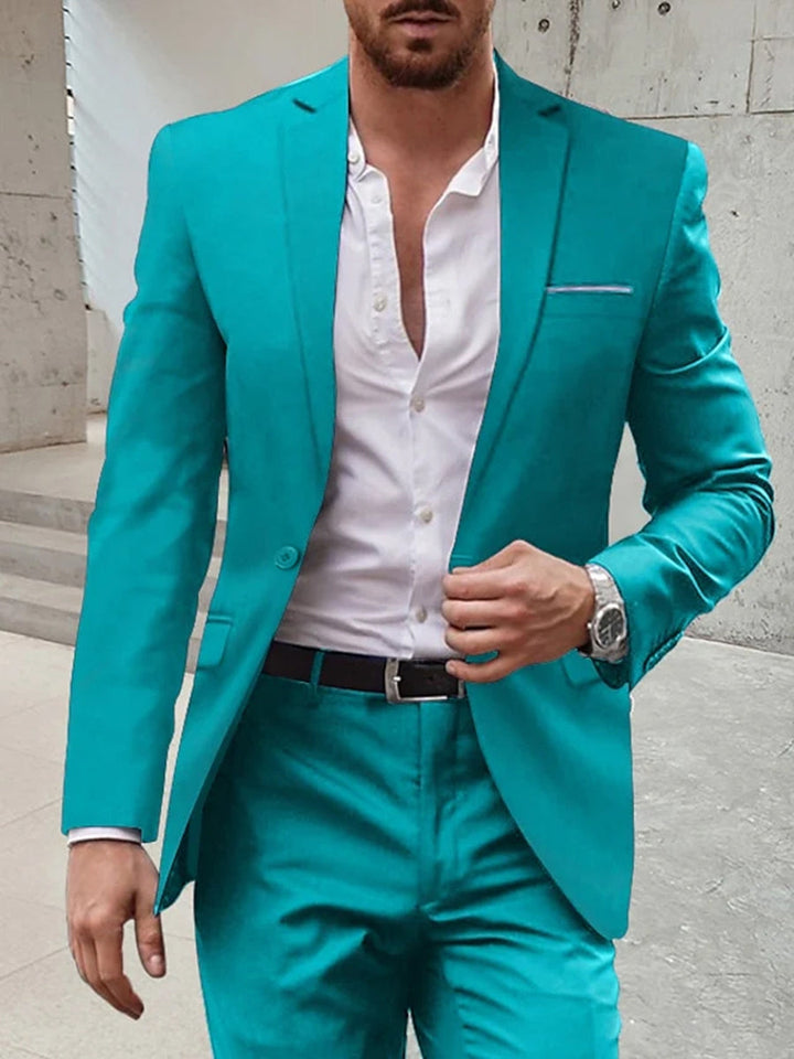 Costumes de Mariage 2 Pièces pour Hommes, Coupe Ajustée, Simple Boutonnage, Un Bouton