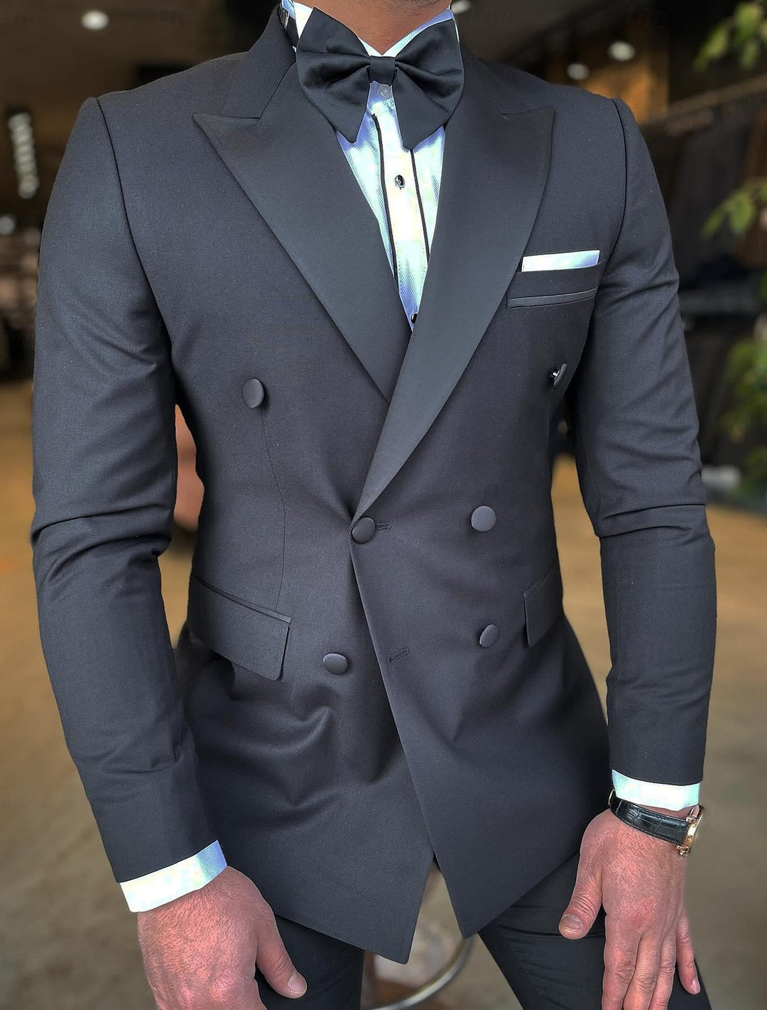 Costumes de Mariage 2 Pièces pour Hommes, Coupe Ajustée, Croisé, à Six Boutons