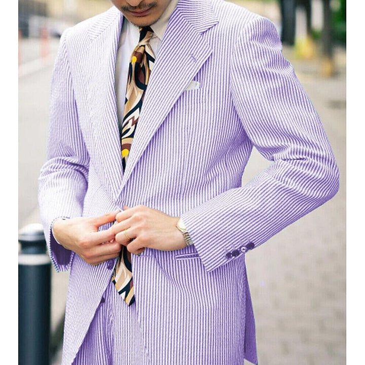 Costumes de Mariage de Plage Printemps Été 2 Pièces pour Hommes Coupe Ajustée Simple Boutonnage Deux Boutons
