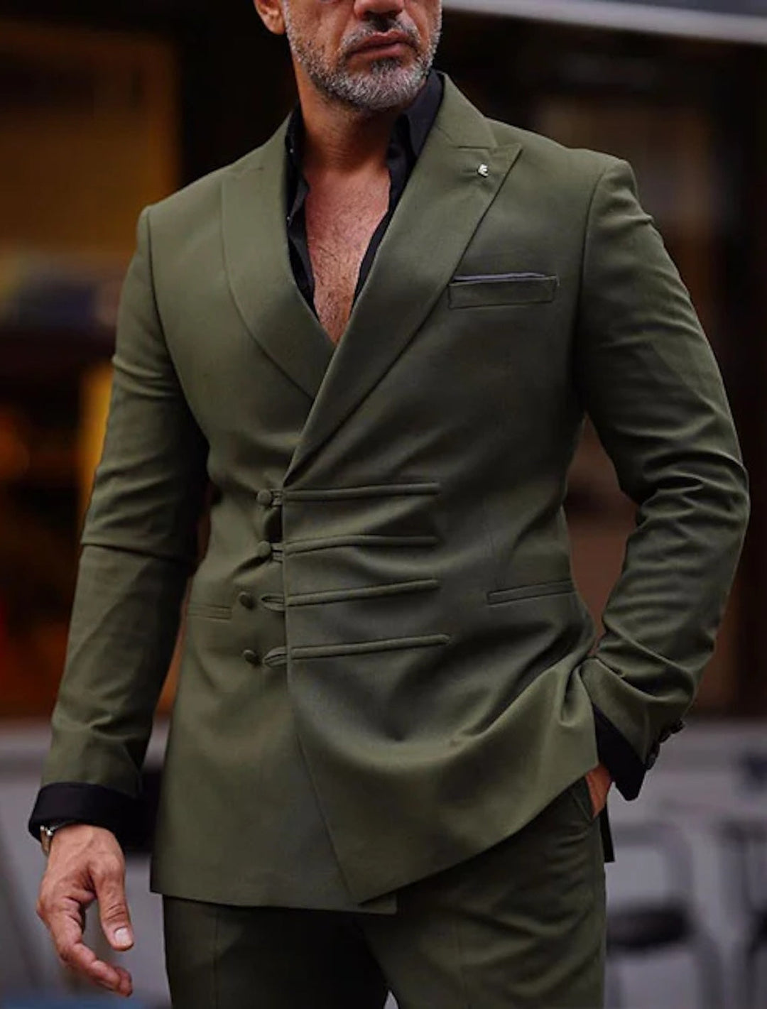 Costume de Mariage 2 Pièces pour Homme, Coupe Ajustée, Croisé, Six Boutons, Couleur Unie
