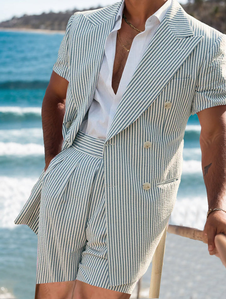 Costumes de Mariage de Plage 2 Pièces à Coupe Ajustée pour Hommes, Croisés, à Six Boutons