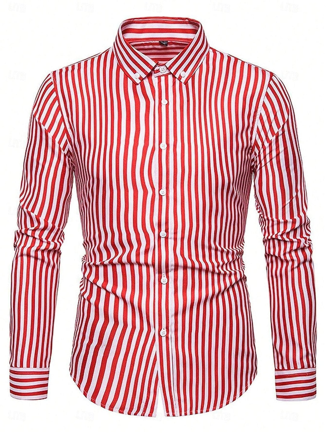Chemise Décontractée à Manches Longues en Coton Mélangé à Rayures pour Hommes