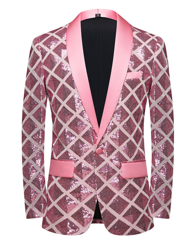 Costume à Simple Boutonnage à Paillettes Rouges pour Homme, Tenue de Soirée Décontractée et Tendance