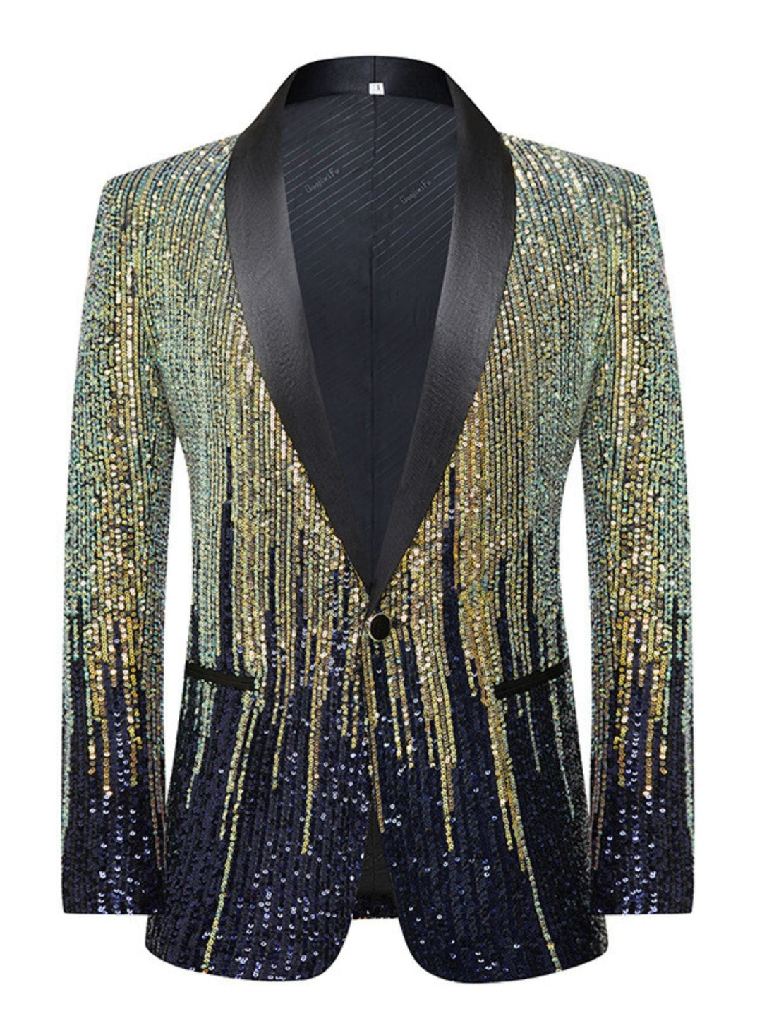 Costume de Mariage à Bouton Unique Scintillant à Paillettes Dégradées pour Hommes