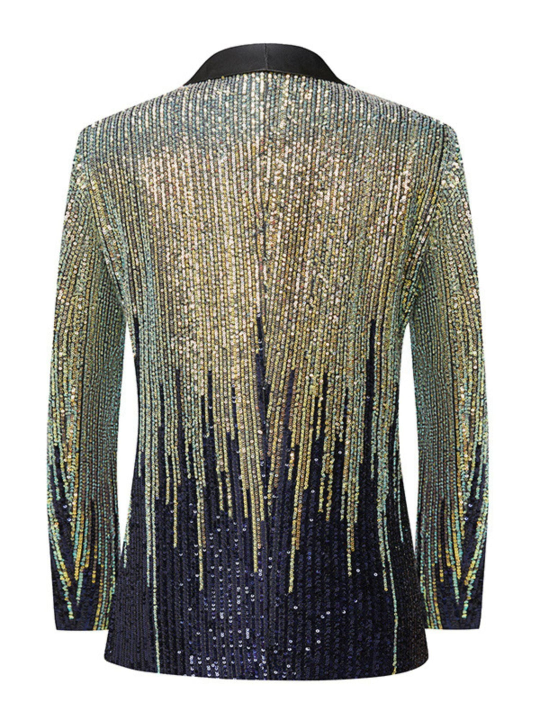 Costume de Mariage à Bouton Unique Scintillant à Paillettes Dégradées pour Hommes