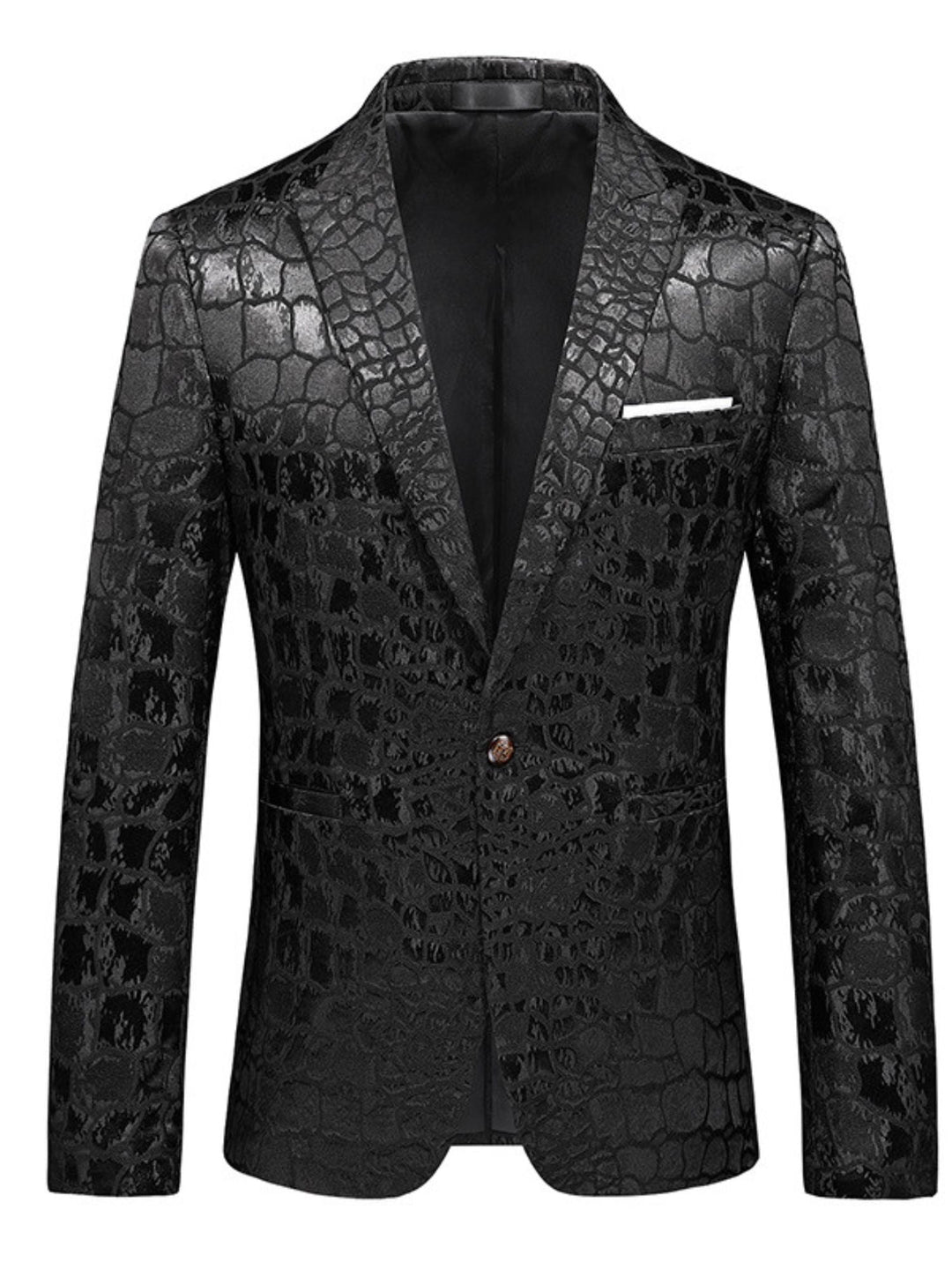 Costume de Mariage Vintage à Imprimé Floral Simple Noir pour Homme, Coupe Ajustée