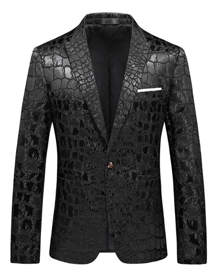 Costume de Mariage Vintage à Imprimé Floral Simple Noir pour Homme, Coupe Ajustée