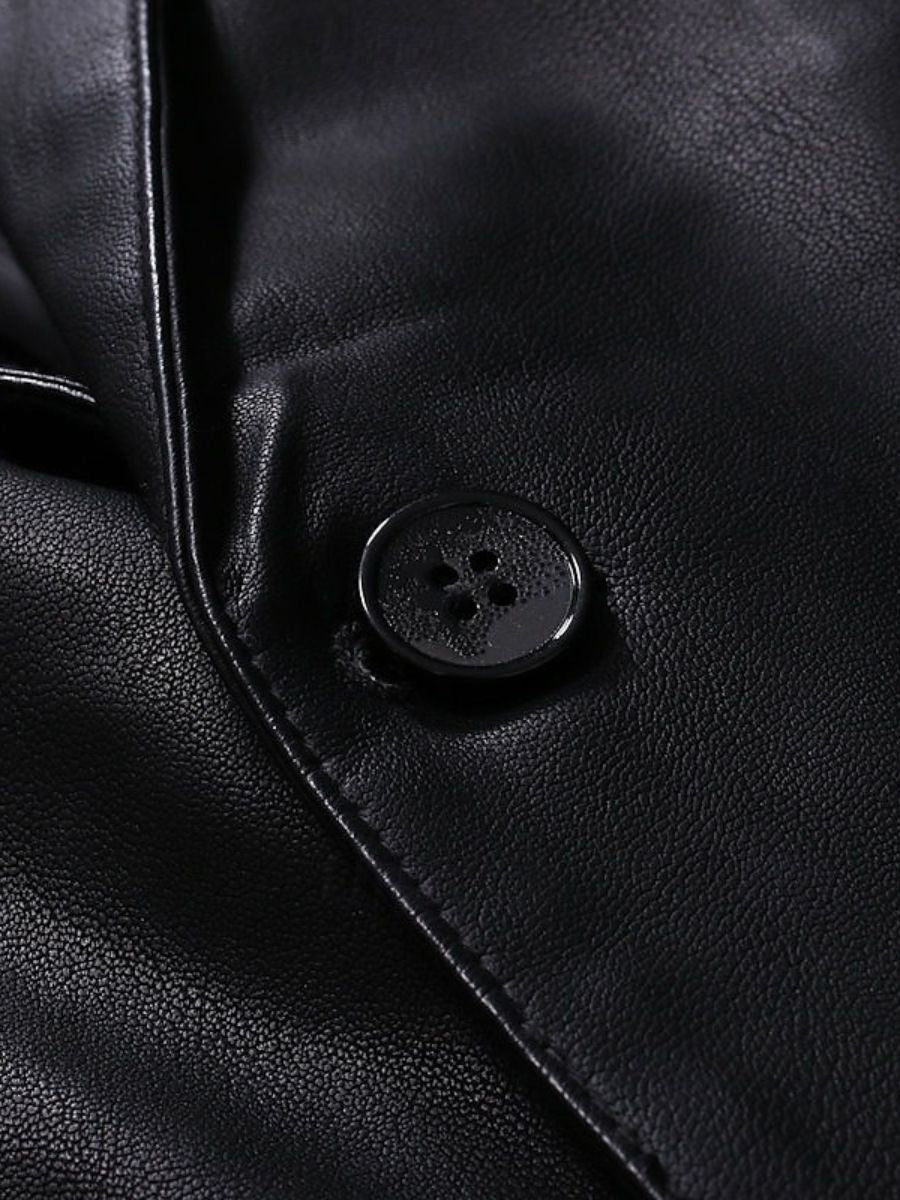 Veste homme noire, similicuir, bureau/travail, uni