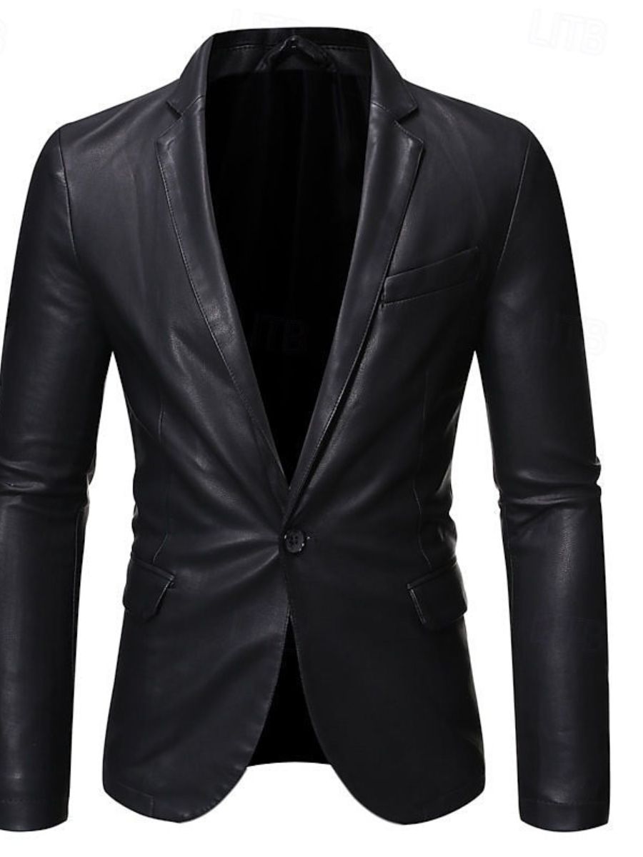 Veste homme noire, similicuir, bureau/travail, uni