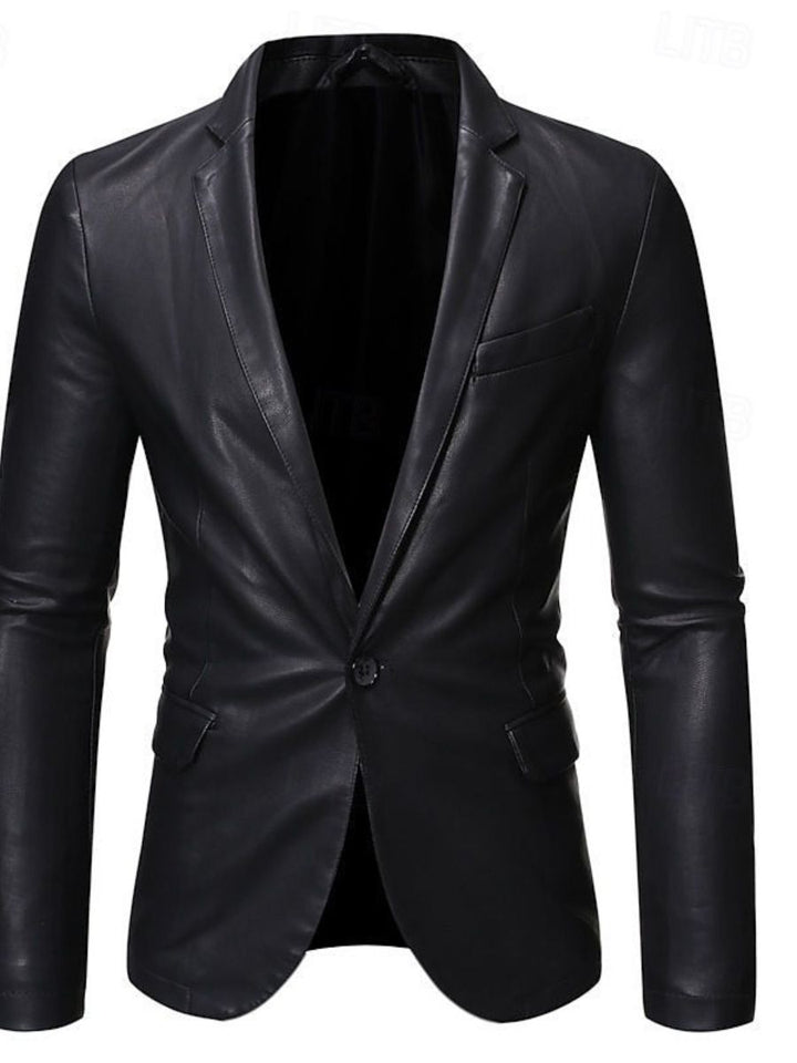 Veste homme noire, similicuir, bureau/travail, uni