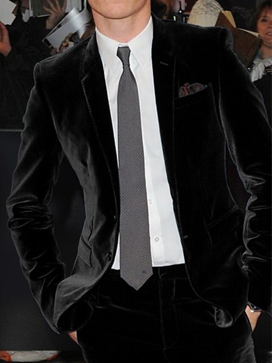 Veste costume homme bordeaux, velours, droit, 2 boutons, uni, pour mariage/soirée