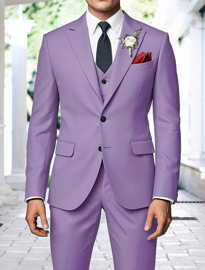 Costume homme 3 pièces, sauge, mode, droit, 2 boutons, pour mariage/galas