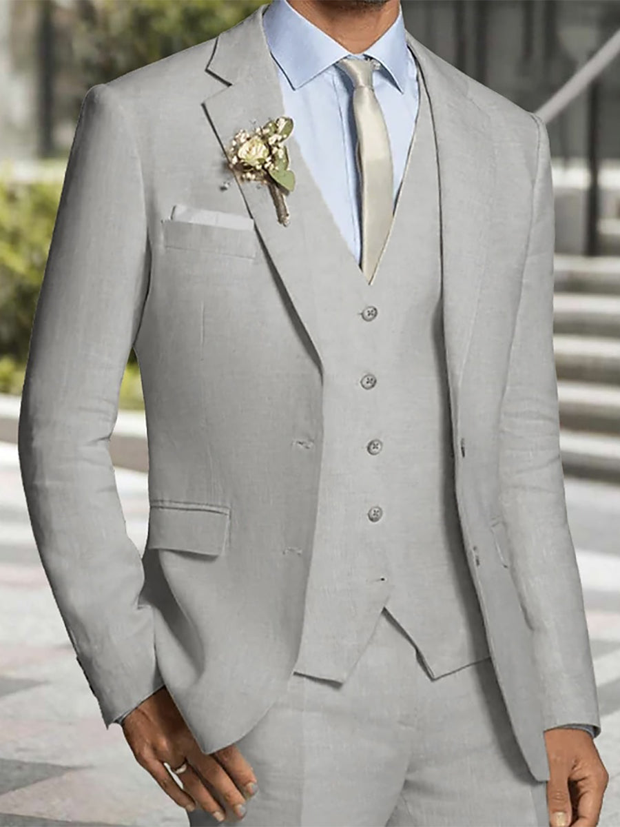 Costume homme 3 pièces, coupe standard, cérémonie, droit, 2 boutons, pour mariage/plage