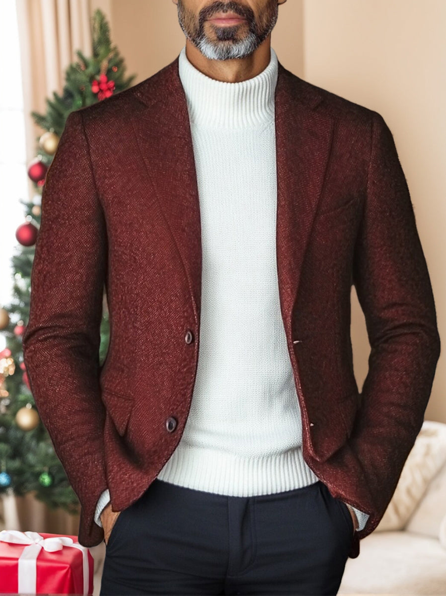 Veste homme bordeaux, rétro, coupe standard, droit, 2 boutons, décontractée