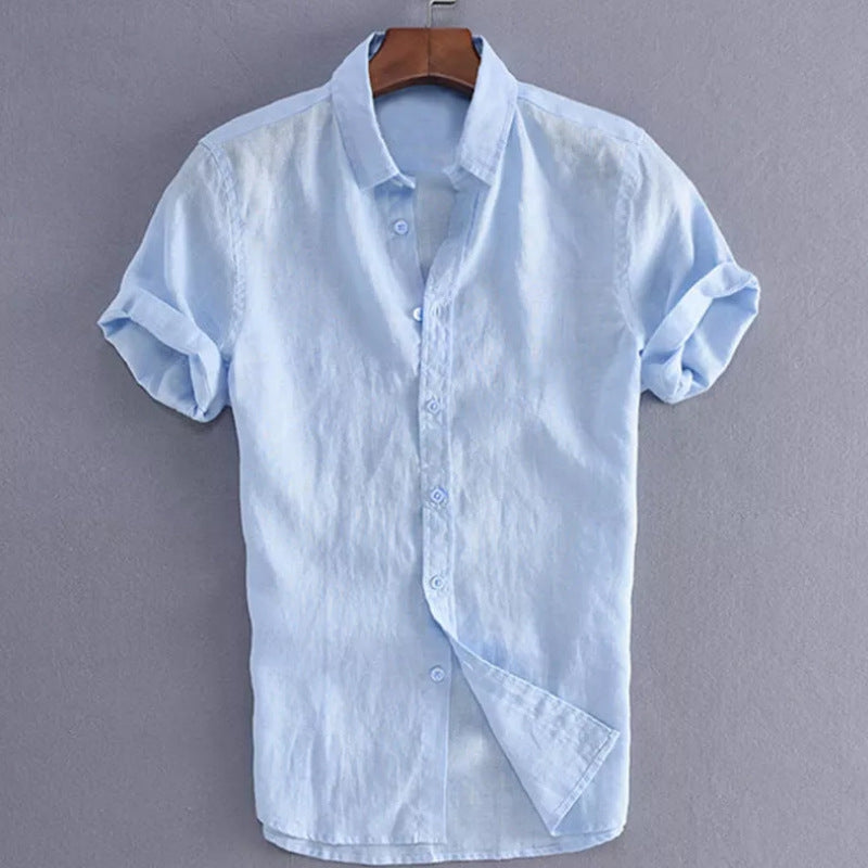 Chemise homme décontractée, manches courtes, uni, coton