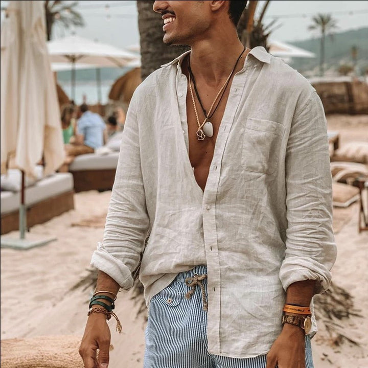 Chemise homme décontractée, manches longues, uni