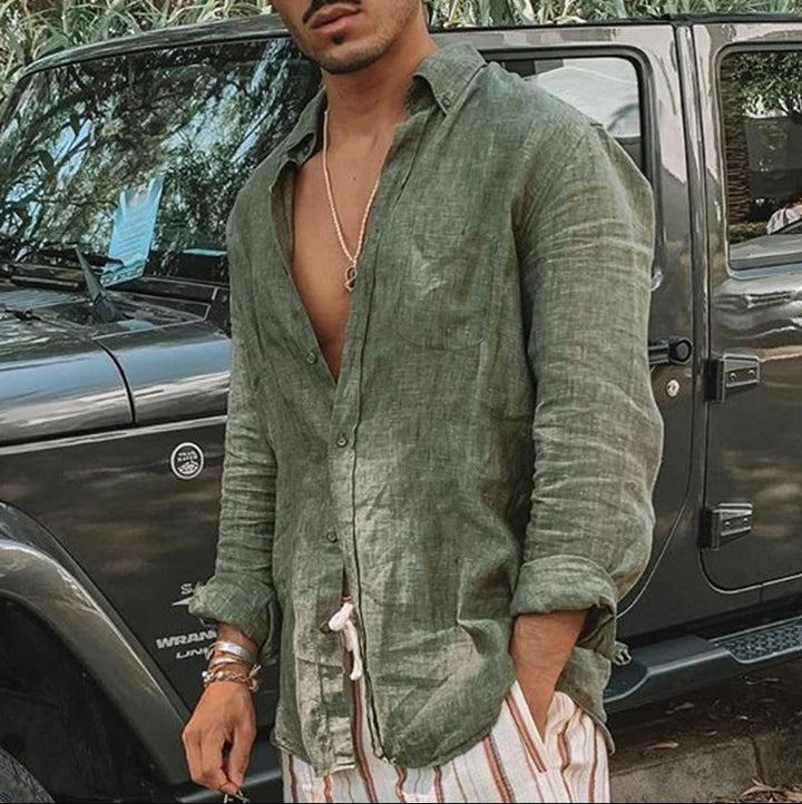 Chemise homme décontractée, manches longues, uni
