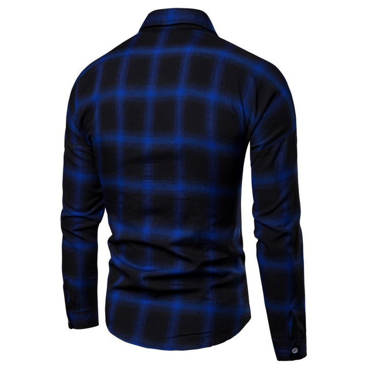 Chemise homme ample, manches longues, décontractée, à carreaux