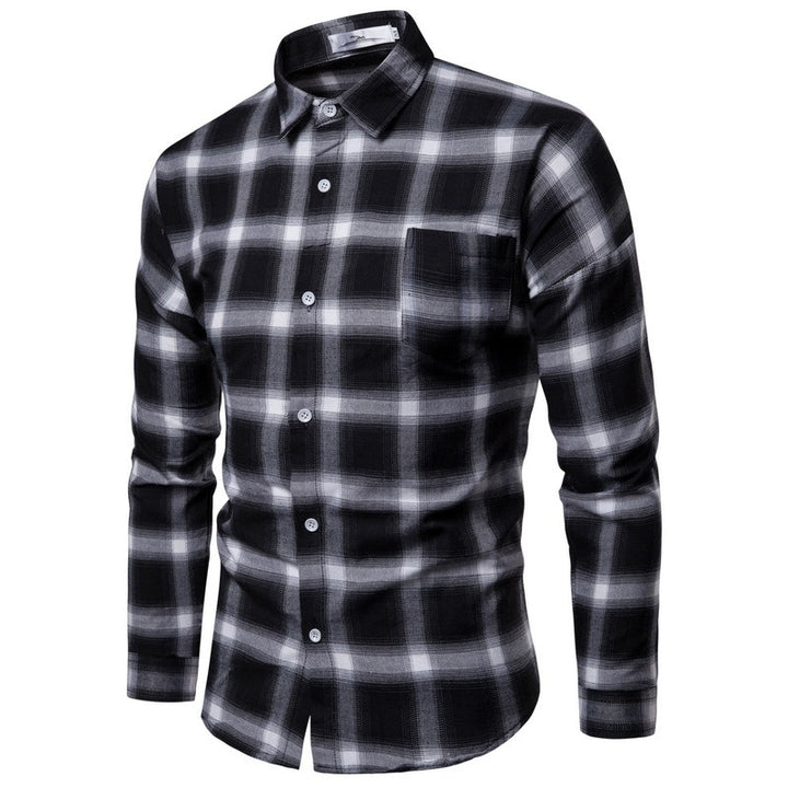 Chemise homme ample, manches longues, décontractée, à carreaux