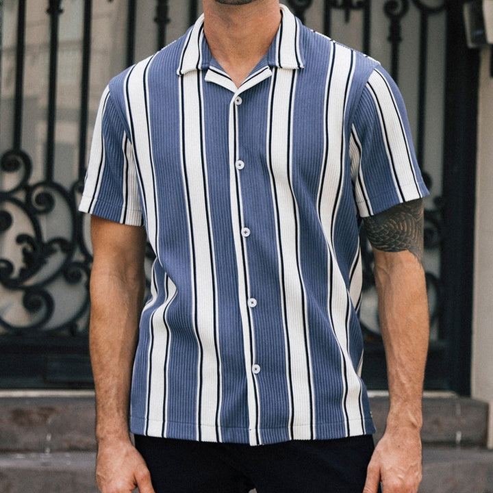 Chemise homme ample, manches courtes, décontractée, rayée