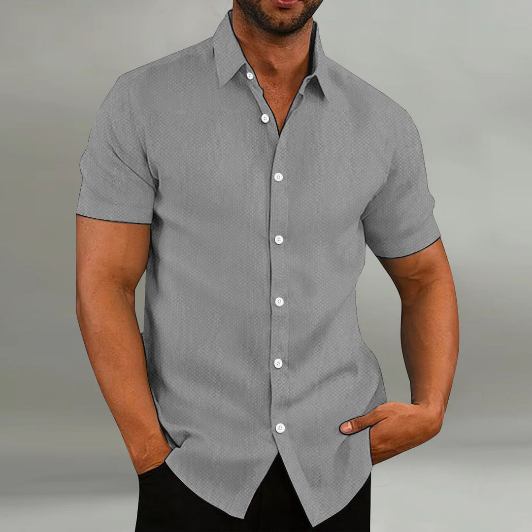 Chemise homme mode, décontractée, respirante, à revers, uni, manches courtes