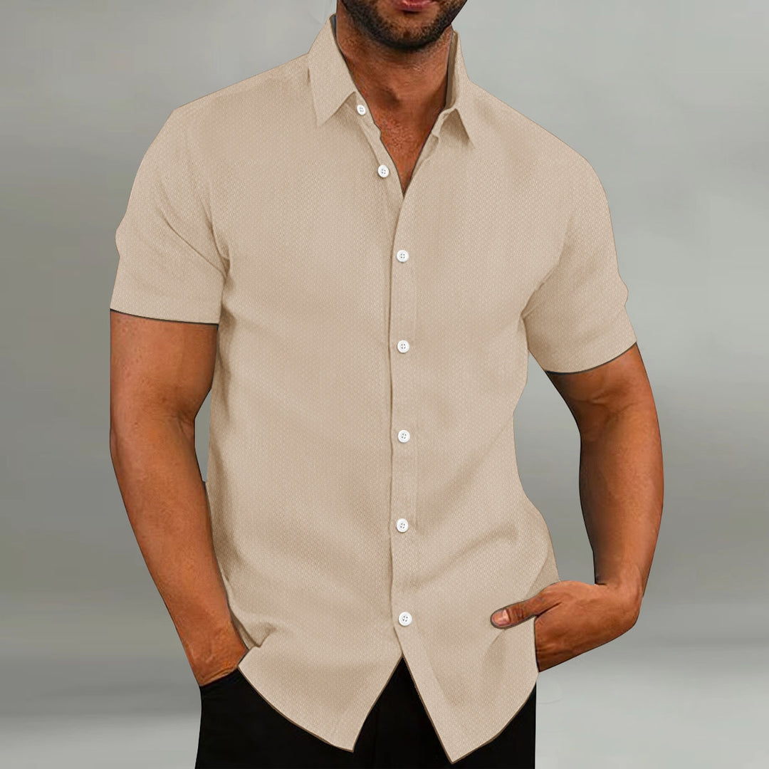 Chemise homme mode, décontractée, respirante, à revers, uni, manches courtes